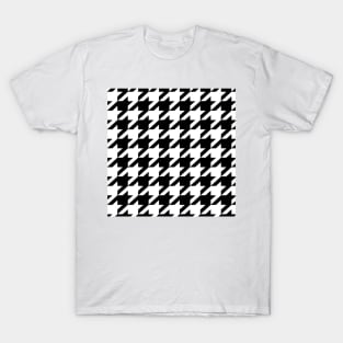 Preppy 1980s geometric pattern trendy black and white Houndstooth T-Shirt